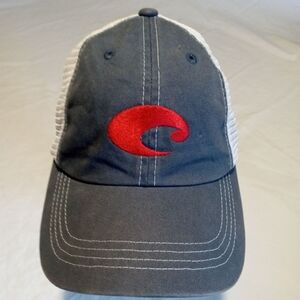 Costa Gray and White Hat with Red Logo